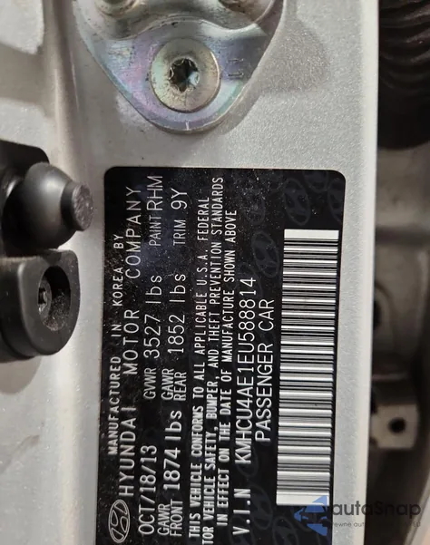 2014 Hyundai Accent Gls из США, поврежденный, VIN KMHCU4AE1EU588814